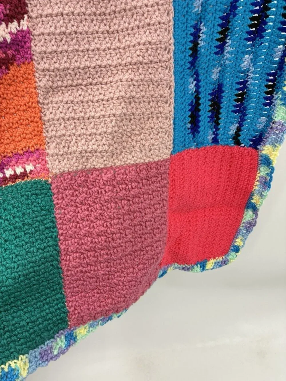 Handmade Crochet Baby Blanket Patchwork Afghan Boho Stroller Car Seat 28x23